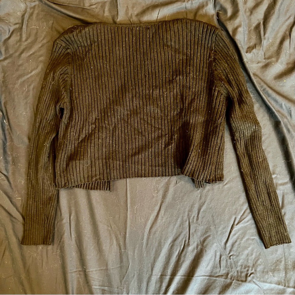 Black Ribbed Cardigan - Picture 3 of 4